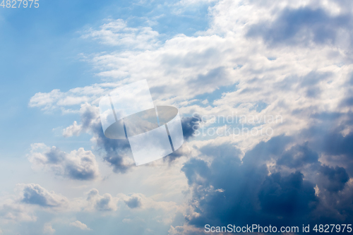 Image of White clouds on blue sky background