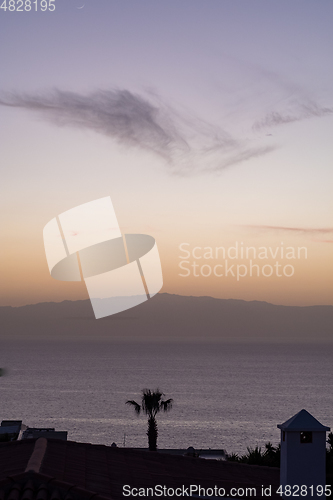 Image of beautiful view on la gomera island and sky while sunset