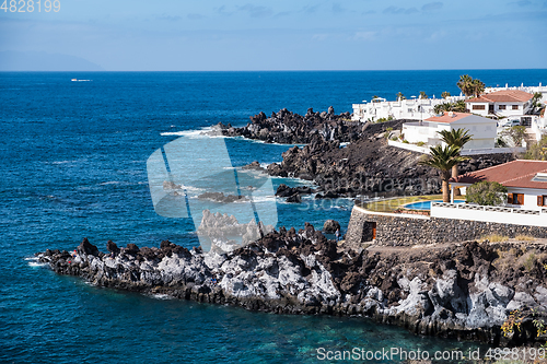 Image of beautiful view on ocean water and town