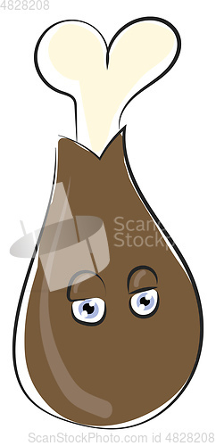Image of Drawing of the emoji of a brown chicken drumstick vector or colo