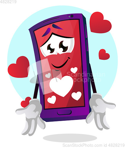 Image of Mobile emoji in love illustration vector on white background