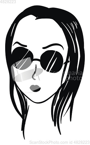 Image of Girl with black glasses vector or color illustration