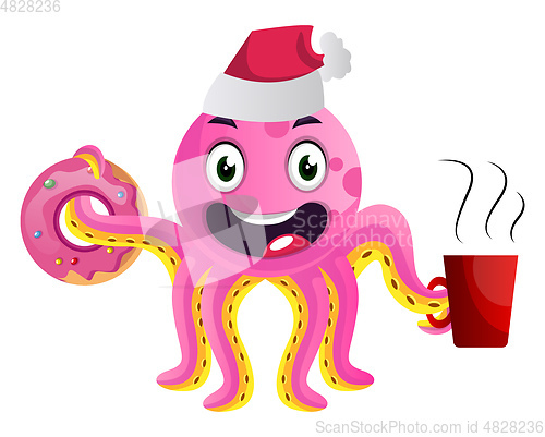 Image of Pink party octopus illustration vector on white background