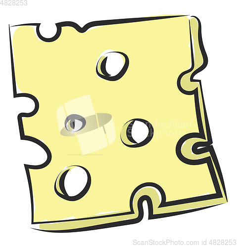 Image of A piece of a cheese vector or color illustration