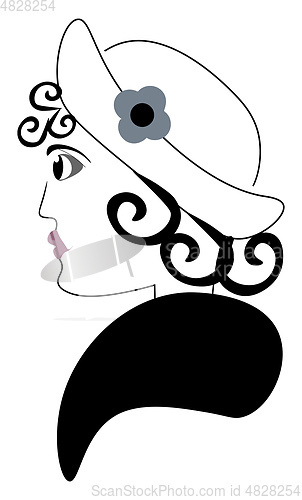 Image of A beautiful women wearing hat vector or color illustration