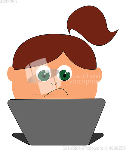 Image of Girl at work vector or color illustration