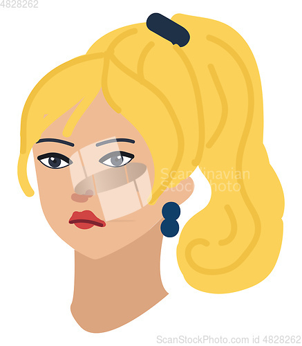 Image of Beautiful woman with blond hair tied in ponytail 