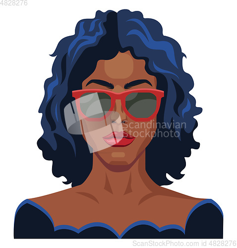 Image of Pretty girl with blue hair and glasses illustration vector on wh