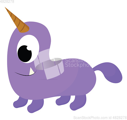 Image of A purple unicorn monster vector or color illustration