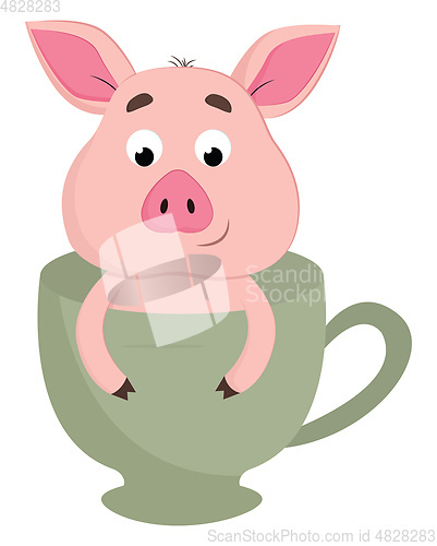 Image of Pig in tea cup vector or color illustration