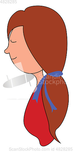 Image of Girl with long hair vector or color illustration