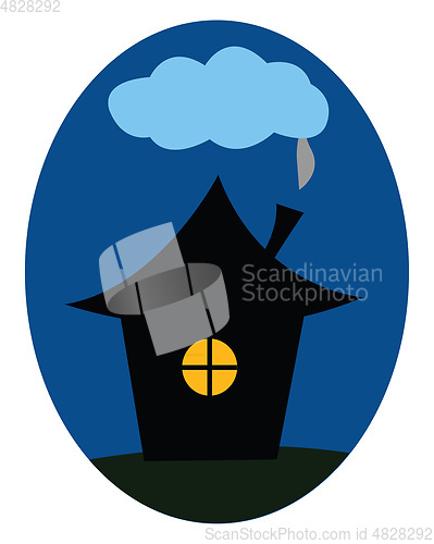 Image of Clipart of a house at night over blue background vector or color