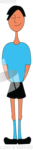 Image of Man in a blue T-shirt and black shorts illustration vector on wh