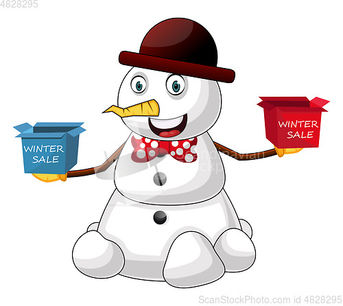 Image of Snowman winter sale illustration vector on white background