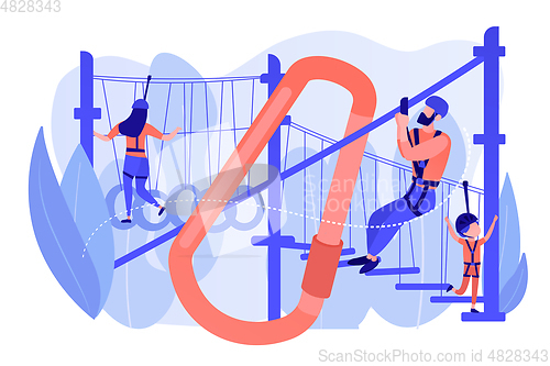 Image of Summer ropes course concept vector illustration.