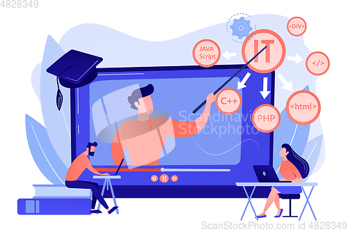 Image of Online IT courses concept vector illustration