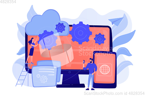 Image of Cross-platform programming concept vector illustration.