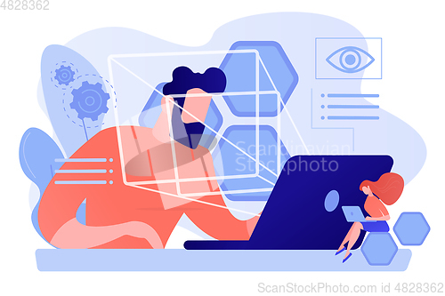 Image of Eye tracking technology concept vector illustration.