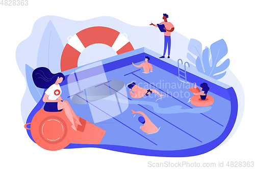 Image of Swimming and lifesaving classes concept vector illustration.