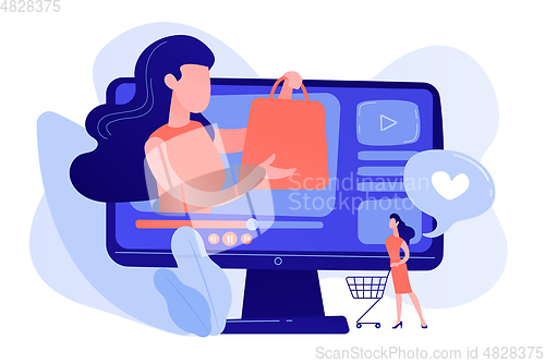 Image of Shopping sprees video concept vector illustration.