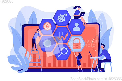 Image of Cyber security management concept vector illustration.