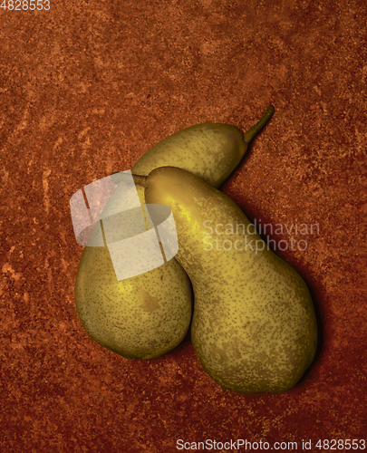 Image of two pears cuddling