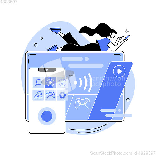 Image of SmartTV technology abstract concept vector illustration.