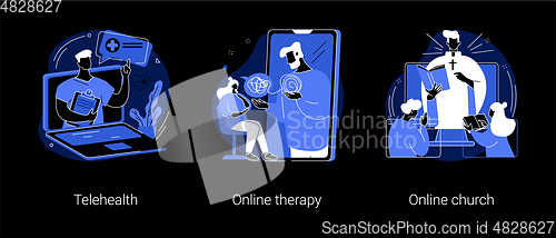 Image of Digital counseling and mental help abstract concept vector illustrations.