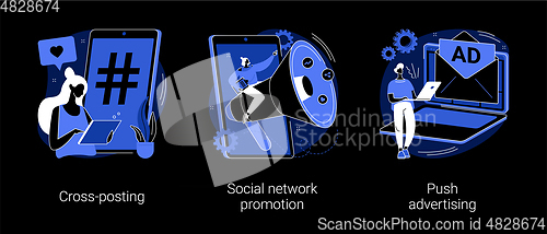 Image of Media promotion abstract concept vector illustrations.