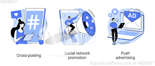 Image of Media promotion abstract concept vector illustrations.