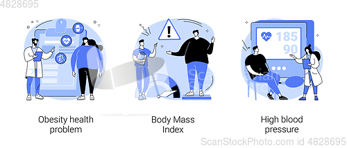 Image of Obese people abstract concept vector illustrations.