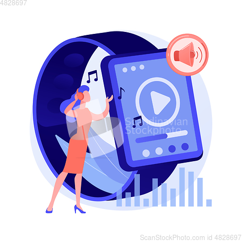 Image of Smartwatch as portable media player abstract concept vector illustration.