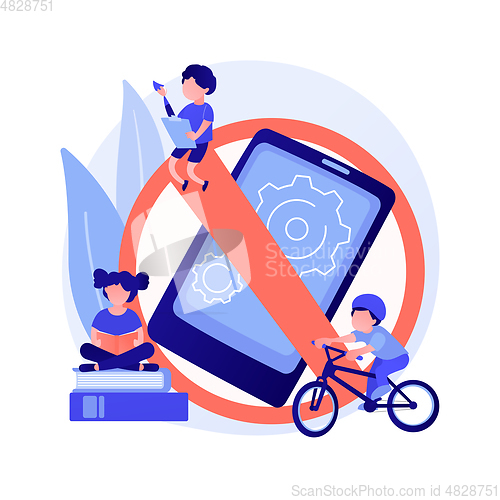 Image of Low tech parenting abstract concept vector illustration.