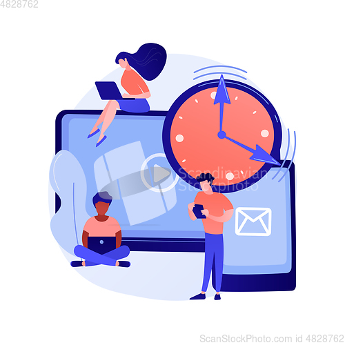 Image of Screen addiction abstract concept vector illustration.