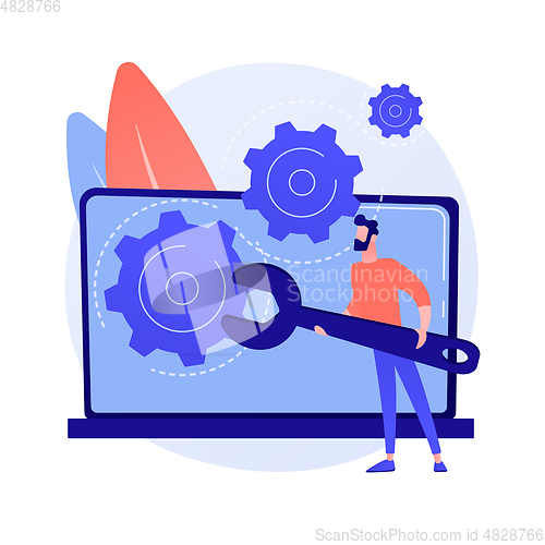 Image of Computer troubleshooting abstract concept vector illustration.