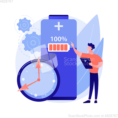 Image of Battery runtime abstract concept vector illustration.