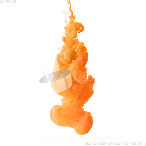 Image of Explosion of colored, fluid and neoned liquids on white studio background with copyspace