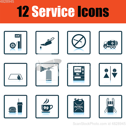 Image of Set of twelve Petrol station icons