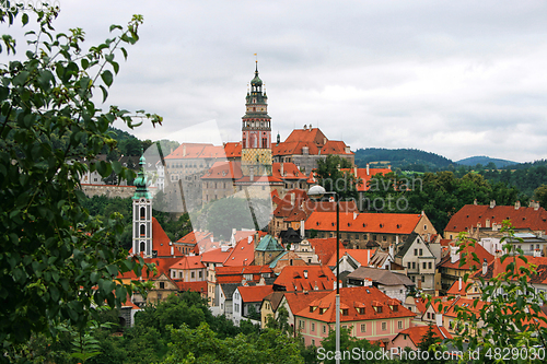 Image of Beautiful view at the Castle Tower of the old bohemian little to