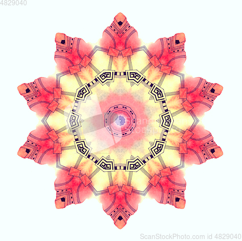 Image of Bright watercolor shape with abstract pattern