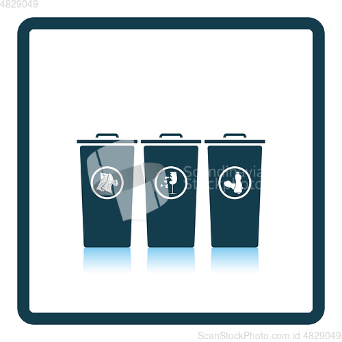 Image of Garbage containers with separated trash icon