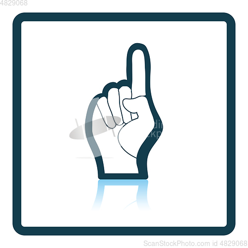 Image of Fan foam hand with number one gesture icon