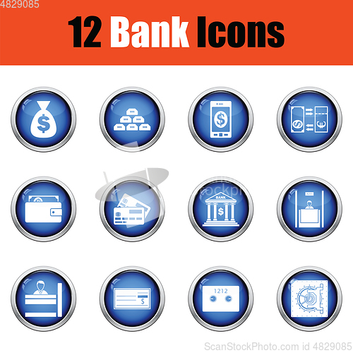 Image of Set of bank icons. 