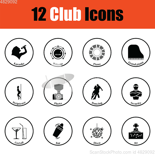 Image of Set of twelve Night club icons