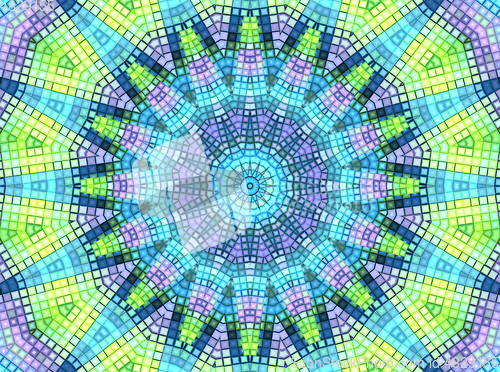 Image of Bright background with concentric mosaic pattern