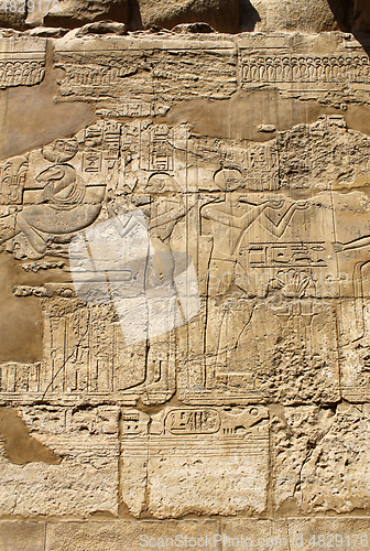 Image of Ancient wall with egyptian hieroglyphs in the Karnak Temple