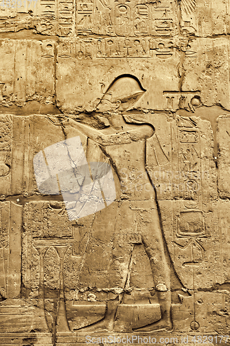 Image of Ancient wall with egyptian hieroglyphs in the Karnak Temple