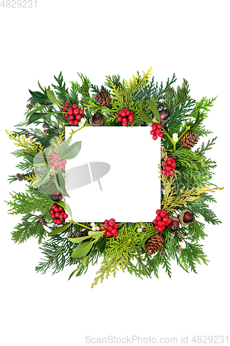 Image of Traditional Winter Solstice Flora Background Composition