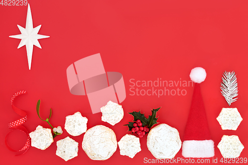 Image of Christmas Background Composition with Traditional Symbols 