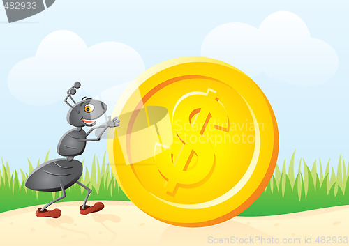 Image of Ant and coin